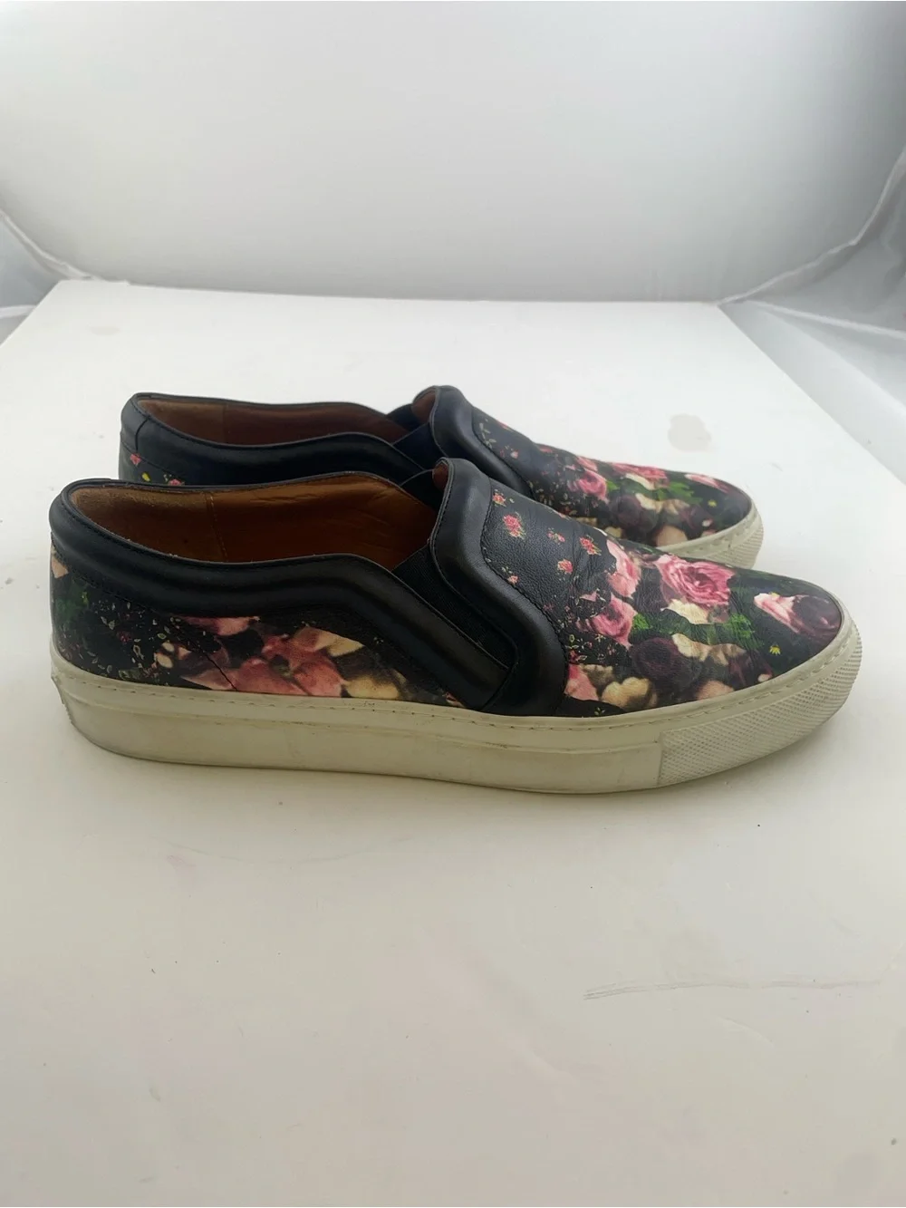 Givenchy Black Floral Leather Slip-On Sneakers - Picture 3 of 5
